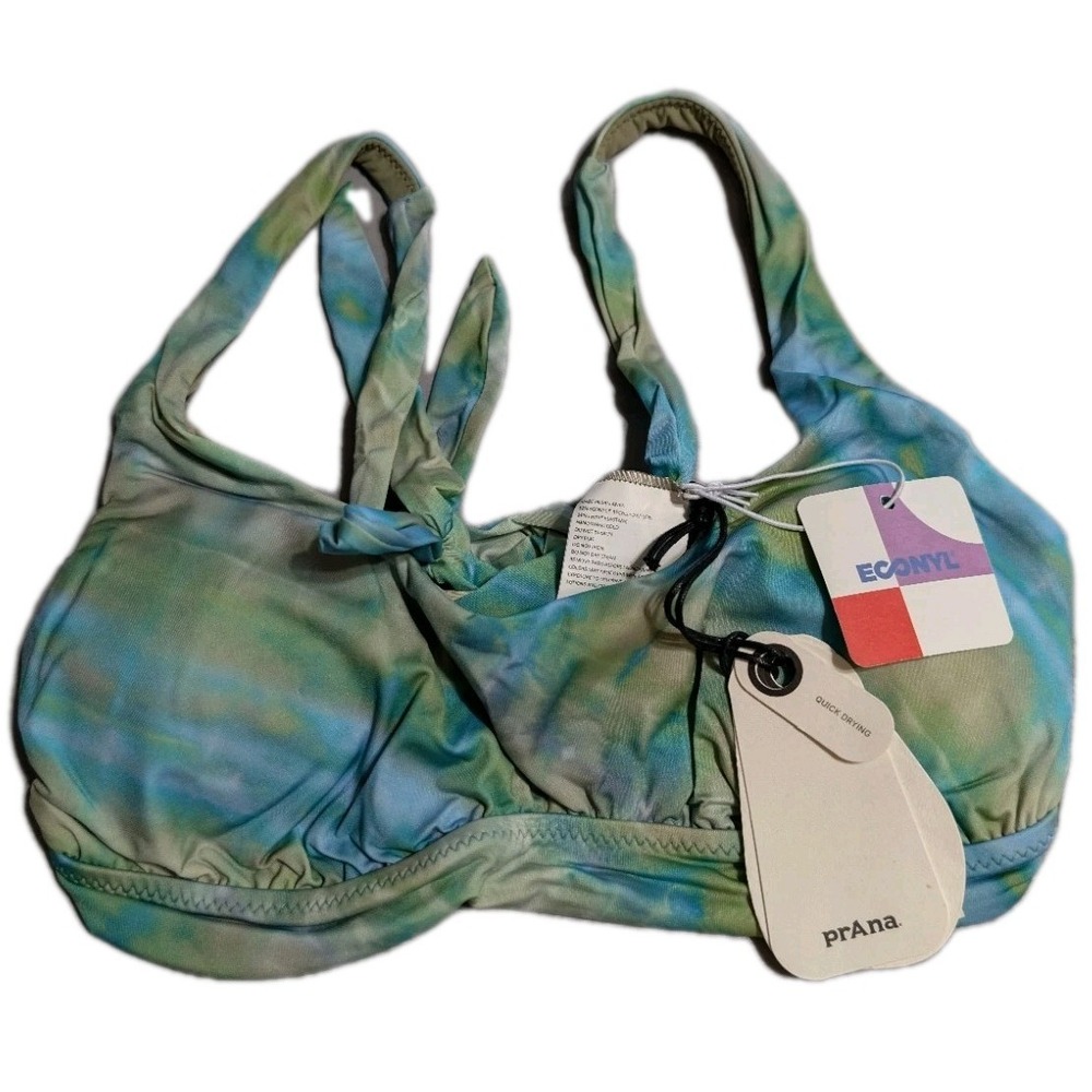 prAna Mallorca Bikini Top Womens XS Blue Green Tie Dye Swim‎ NWT